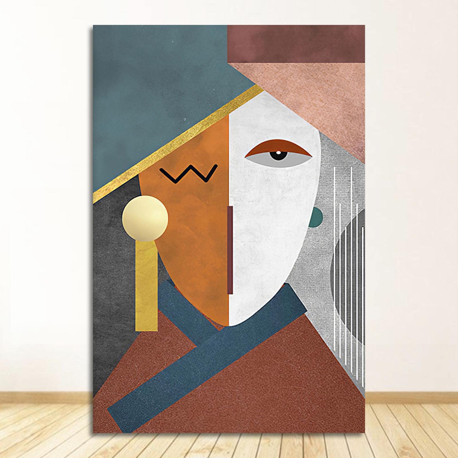 Amazon｜現代の抽象図画分割面幾何学的キャンバスプリントポスター